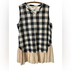 Paisley Vine Tunic Size 2XL Gingham Layers Checkerboard Cottagecore Whimsical